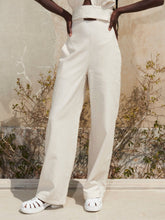 ACIS - Pantalon taille haute en coton et chanvre écru Pantalon Fête Impériale