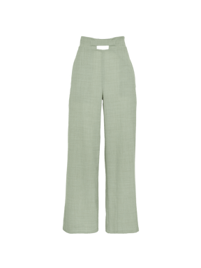 ACIS - Pantalon taille haute en toile de coton Oeko-Tex vert céladon Pantalon Fête Impériale