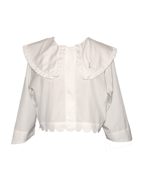 ANTOINETTE - Chemise cropped à col claudine oversized brodé en coton blanc Chemise Fête Impériale
