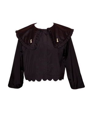 ANTOINETTE - Chemise cropped à col claudine oversized brodé en coton noir Chemise Fête Impériale