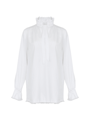 CASTIGLIONE - Chemise col montant noué poignets serrés en coton Castiglia Blanc Chemise Fête Impériale