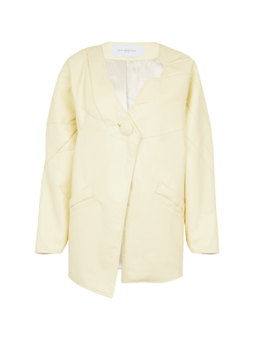 CESARI - Veste oversize asymétrique en cuir recyclé Jaune Pâle Veste Fête Impériale