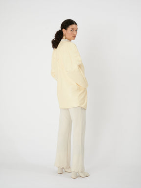 CESARI - Veste oversize asymétrique en cuir recyclé Jaune Pâle Veste Fête Impériale