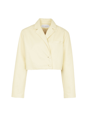 DEA - Veste blazer cropped en cuir recyclé jaune Blazer Fête Impériale