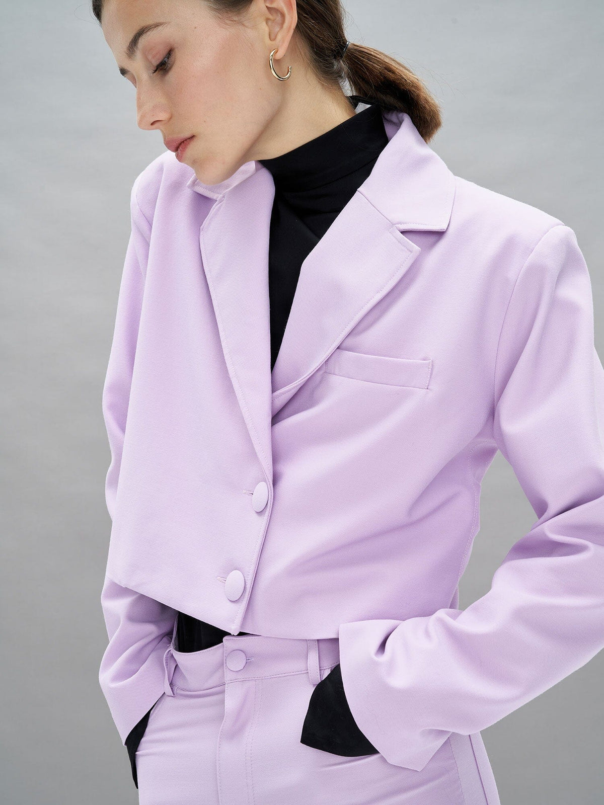 DEA - Veste blazer cropped en twill de laine stretch Oeko Tex Orchid Bloom Blazer Fête Impériale