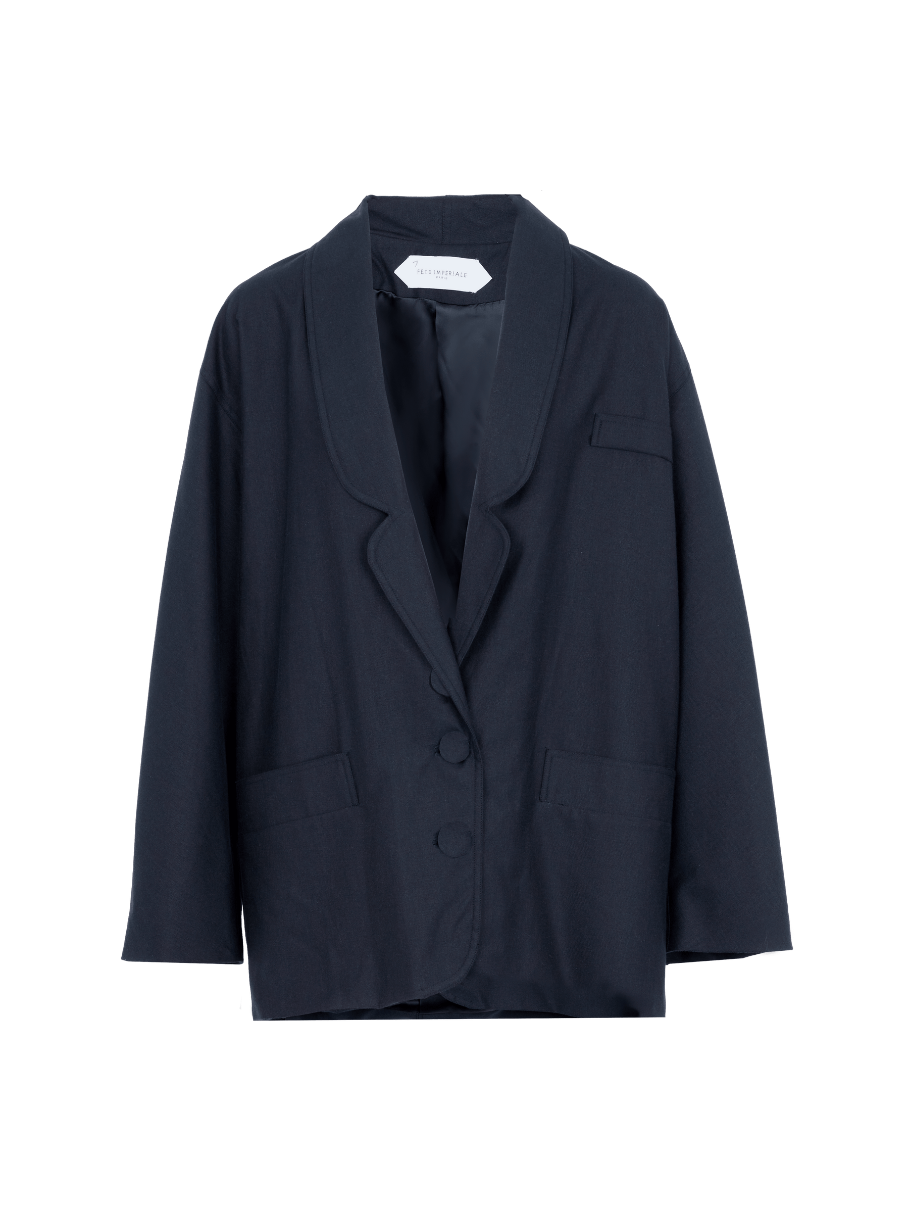 FERAUD - Blazer en twill de laine et coton navy Veste Fête Impériale