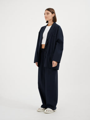 FERAUD - Blazer en twill de laine et coton navy Veste Fête Impériale