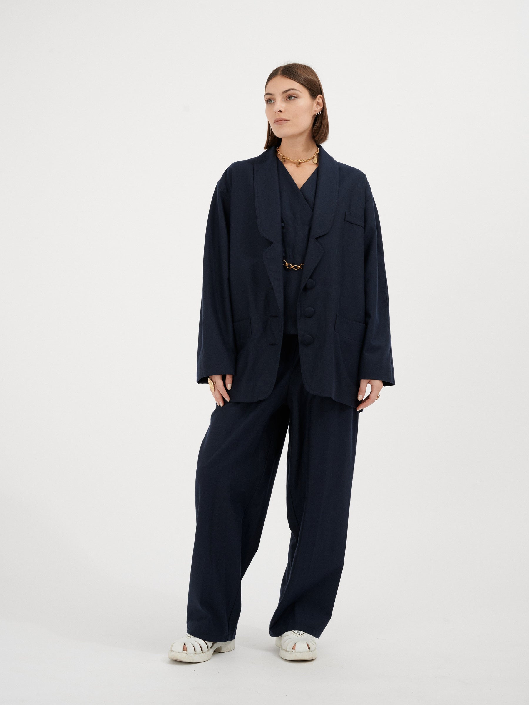 FERAUD - Blazer en twill de laine et coton navy Veste Fête Impériale