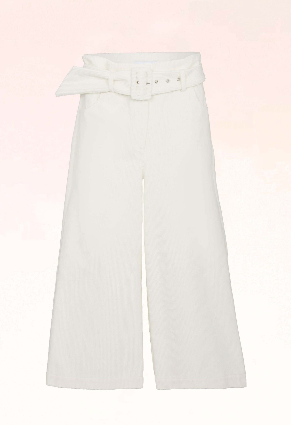 GIANNI - Jupe Culotte taille haute en velours côtelé Blanc Pantalon Fête Impériale