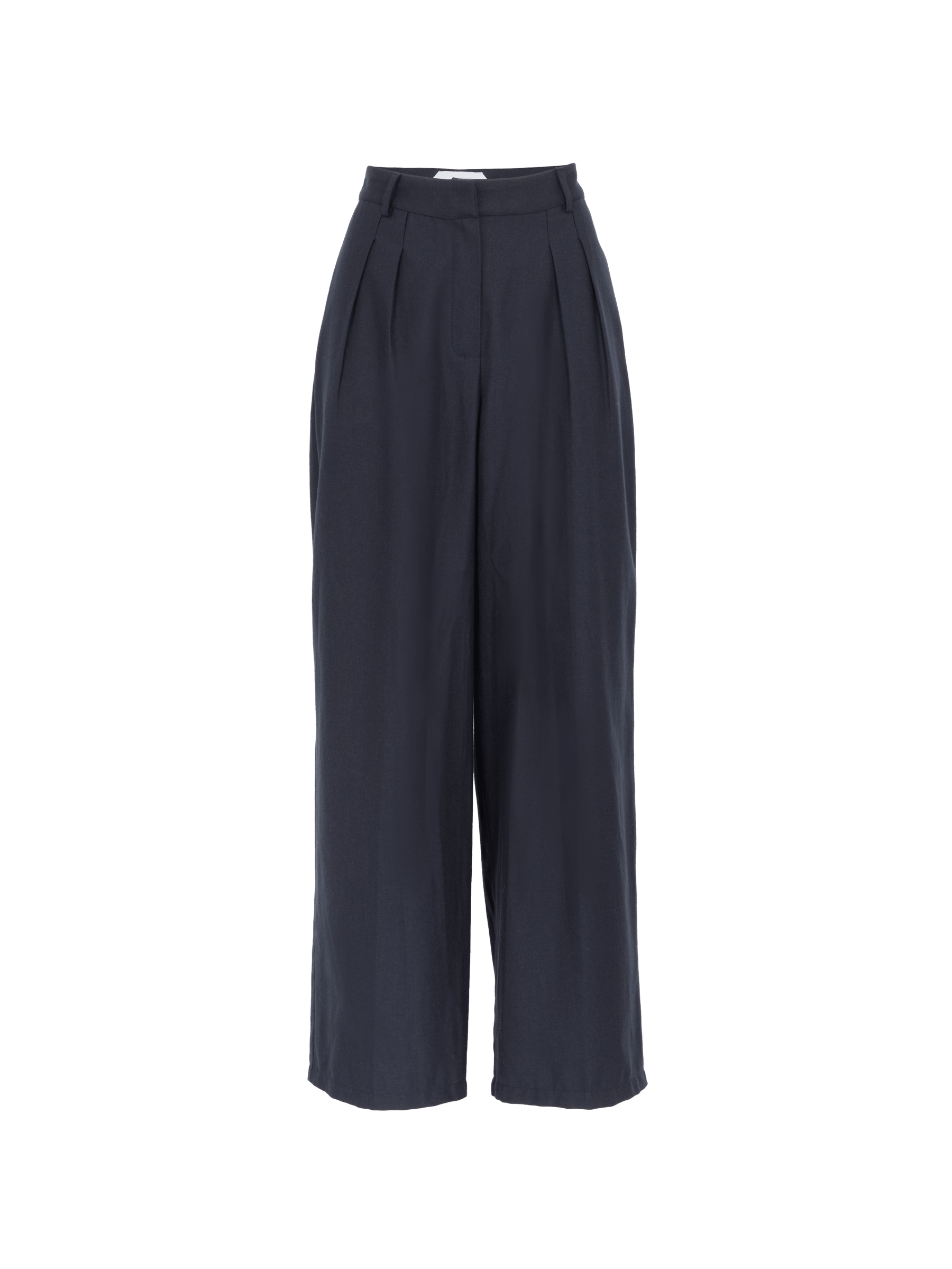 GILBERT - Pantalon taille haute à pinces en twill laine et coton navy Pantalon Fête Impériale