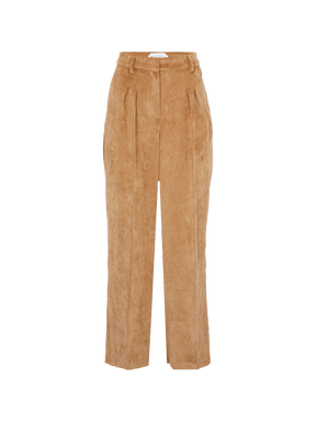 GILBERT - Pantalon taille haute à pinces en velours côtelé beige Pantalon Fête Impériale