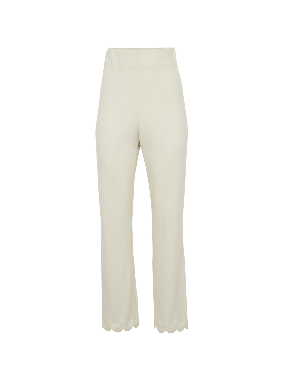 KEA - Pantalon ample taille haute bas pétale en laine mérinos Ecru Pantalon Fête Impériale