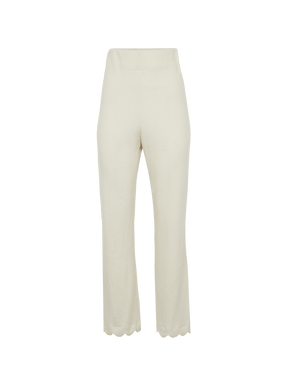 KEA - Pantalon ample taille haute bas pétale en laine mérinos Ecru Pantalon Fête Impériale