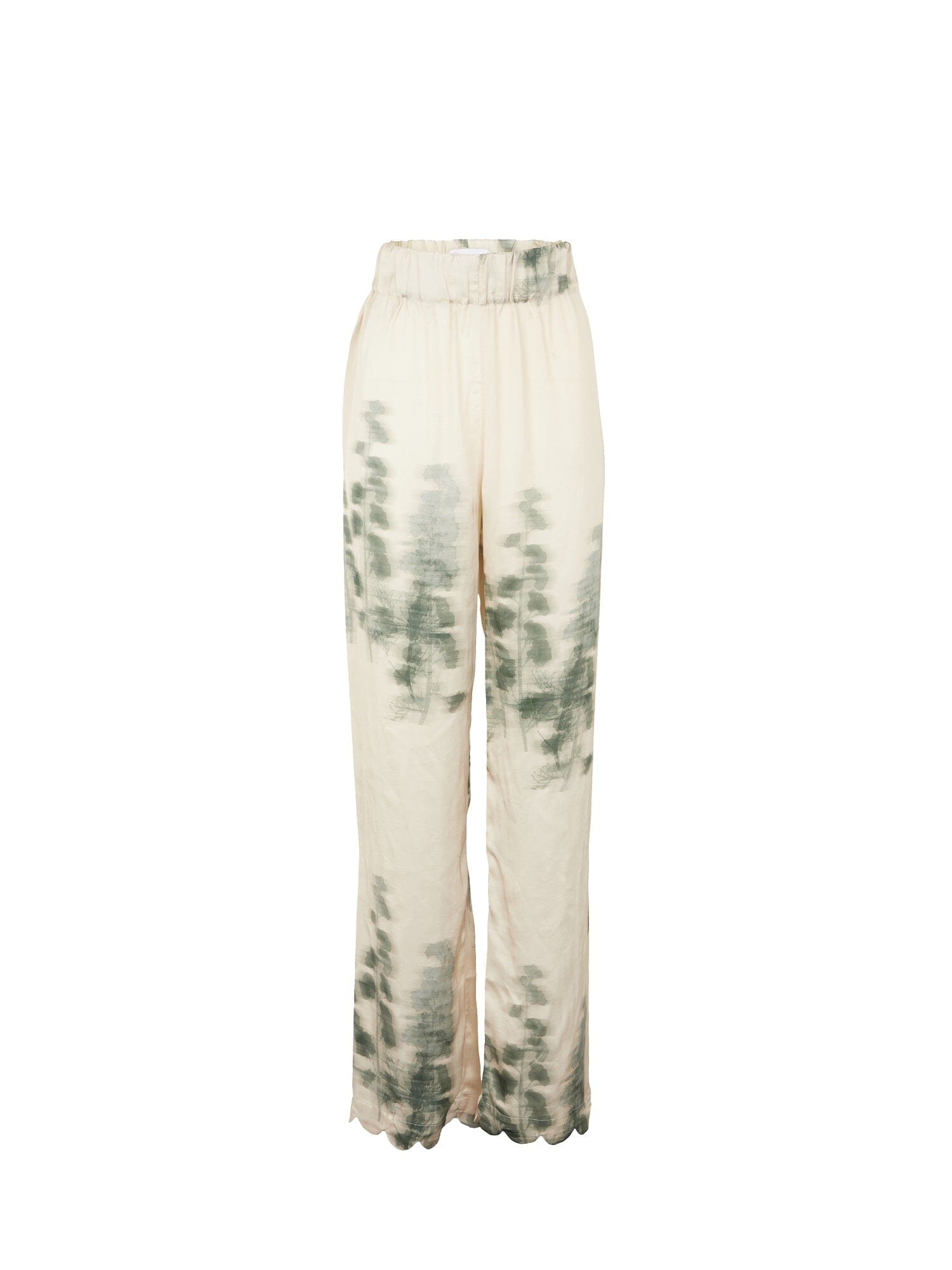KEA - Pantalon ample taille haute bas pétale en velours Oeko-Tex imprimé Abstract Tofu/Green Forest Pantalon Fête Impériale