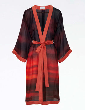 NYMPHE - Kimono en satin de soie imprimé Velvet Sunset Kimono Fête Impériale