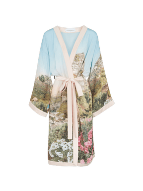 NYMPHE - Kimono oversize mi-long à nouer crêpe de soie imprimé Grand Corsica Kimono Fête Impériale