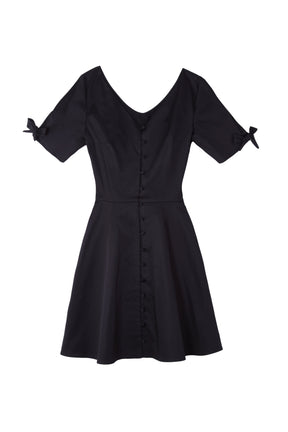 ORPHÉE - Robe courte boutonnée en coton Noir Robe Fête Impériale